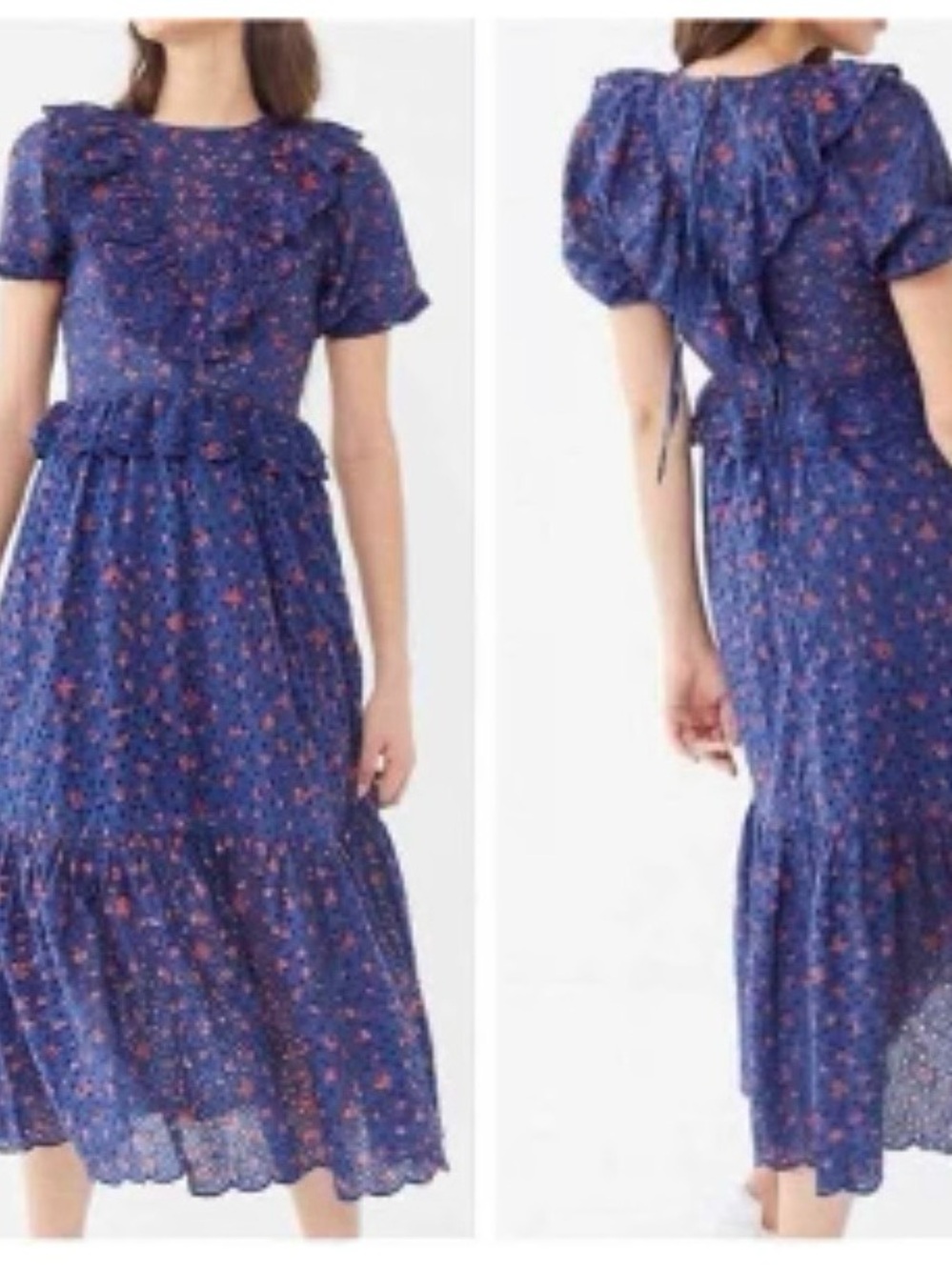 Urban Outfitters Uma Eyelet Ruffle Maxi sz 4 100%Cotton